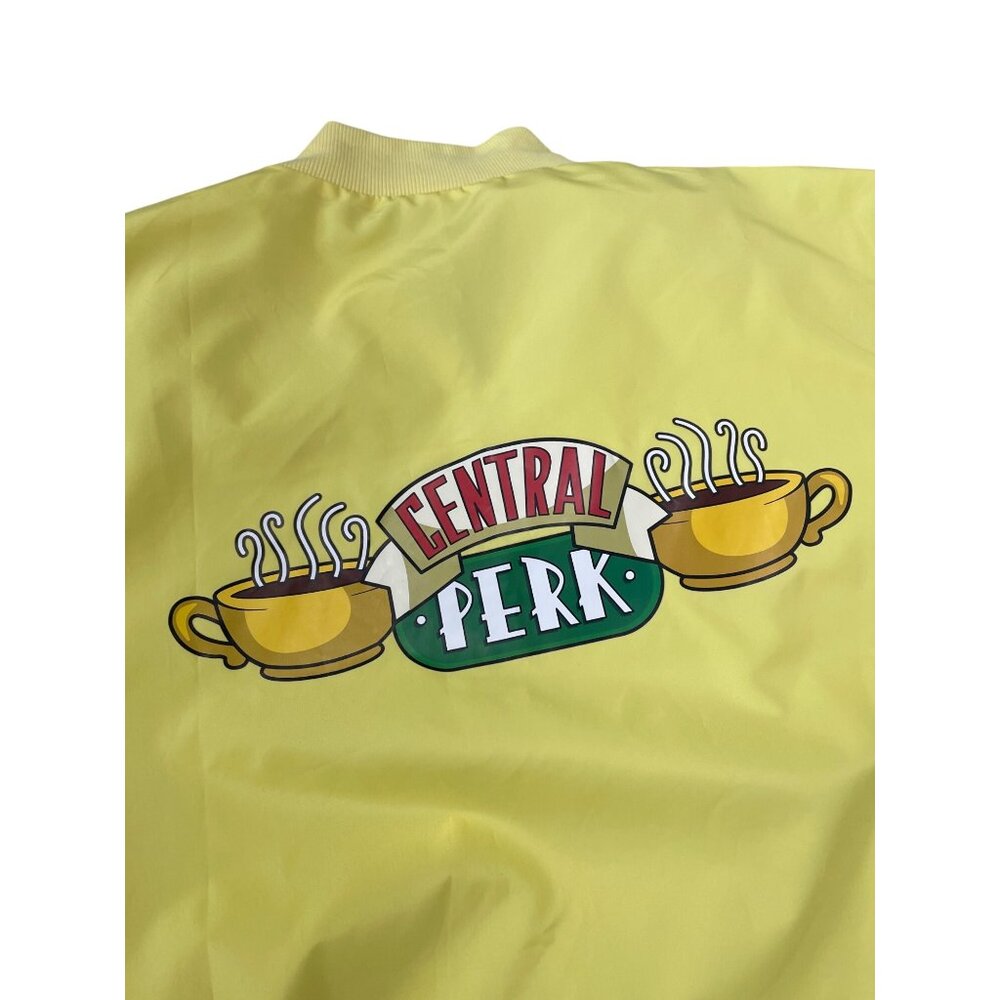 Friends Central Perk By Culture Fly Mens yellow Graphic Sip Bomber Jacket Sz M S - Picture 12 of 16